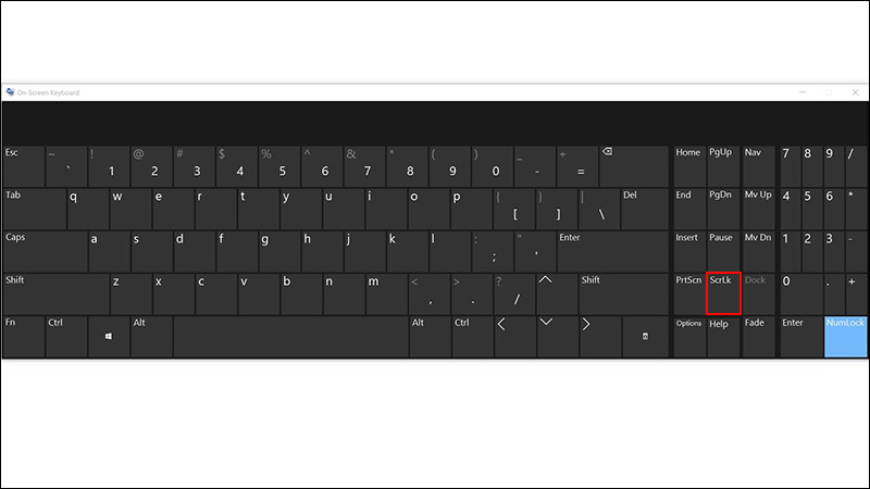 Nhấn nút ScrLk trên bàn phím ảo