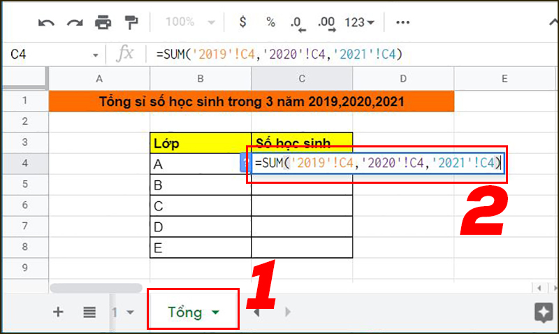 Tạo Sheet tổng và nhập hàm