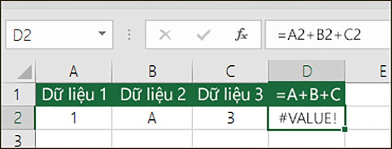 Lỗi #VALUE do tham chiếu văn bản thay vì số 