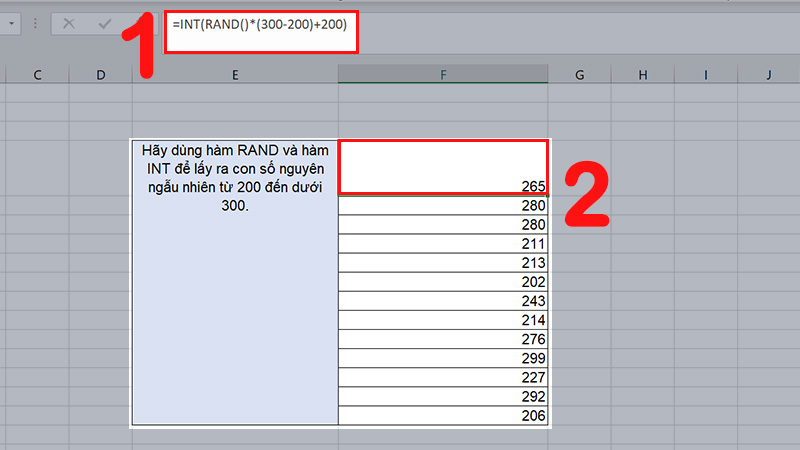 Hàm RAND kết hợp với hàm INT để lấy số nguyên