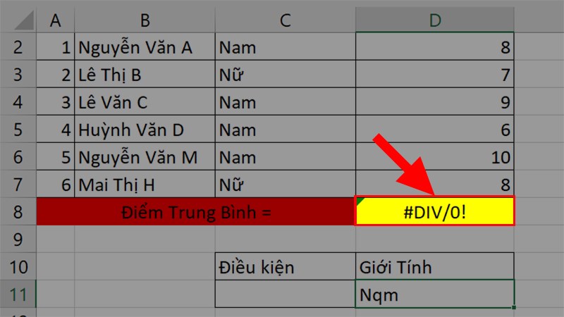 Lỗi #DIV/0