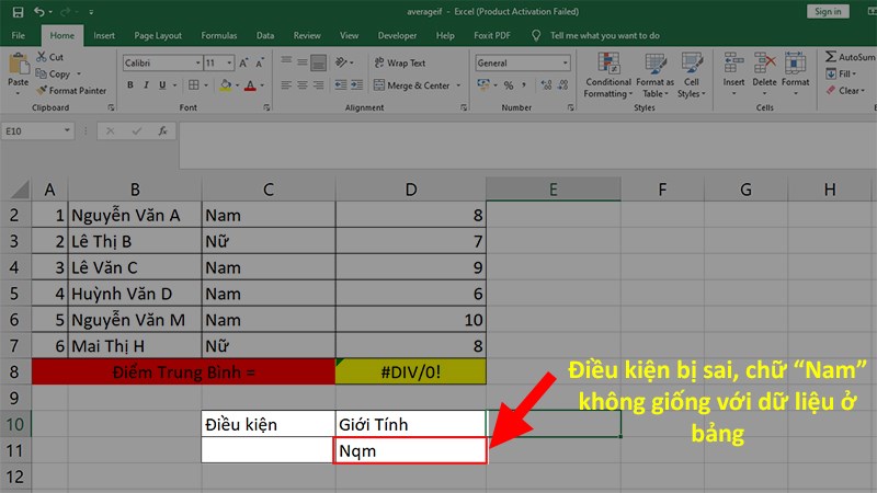 Nguyên nhân gây ra lỗi #DIV/0!