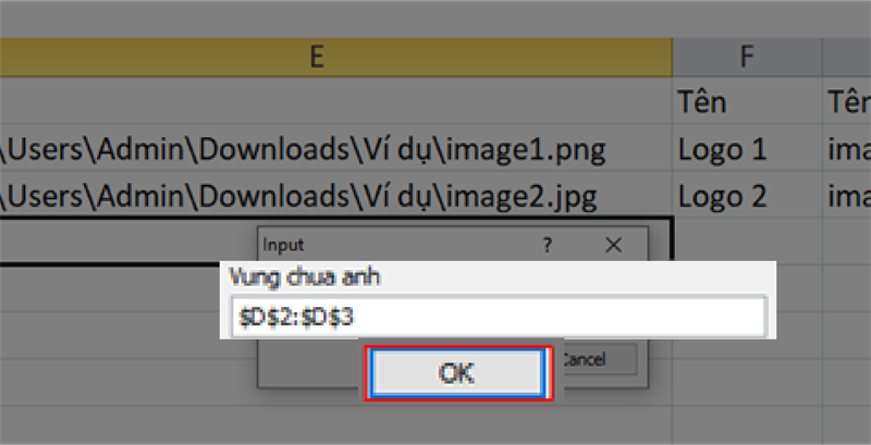 Chọn vùng chứa ảnh