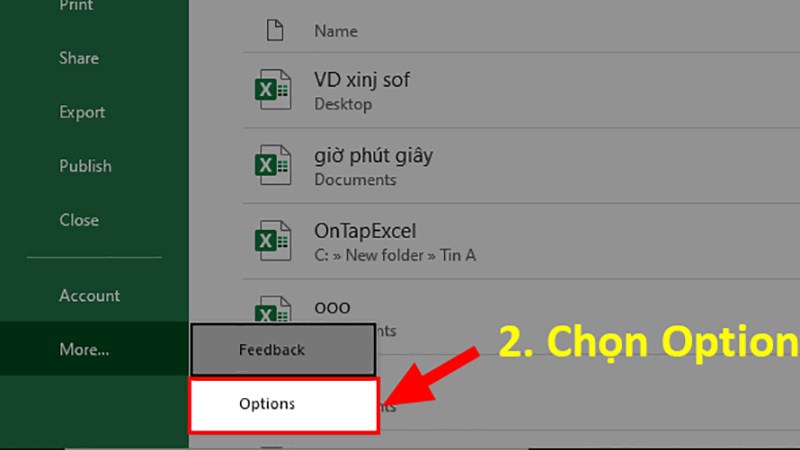 Chọn Option