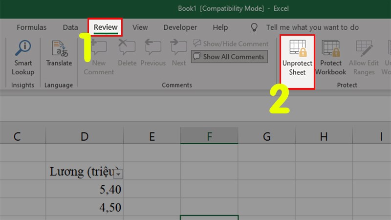 Cách Unprotect (bỏ bảo vệ) trang tính
