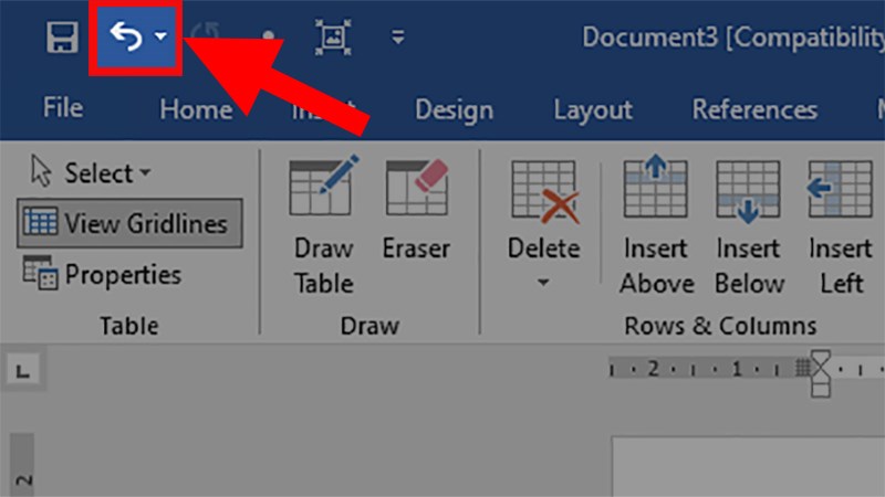 Di chuyển đến góc trên bên trái của màn hình Word > Nhấn vào nút Undo Typing