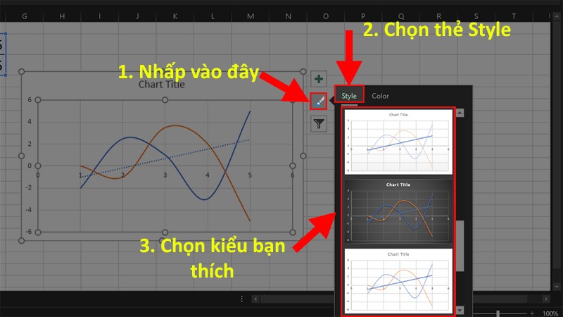 Chọn thẻ Style và chọn kiểu bạn thích