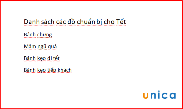 Tạo danh sách các mục trong Word