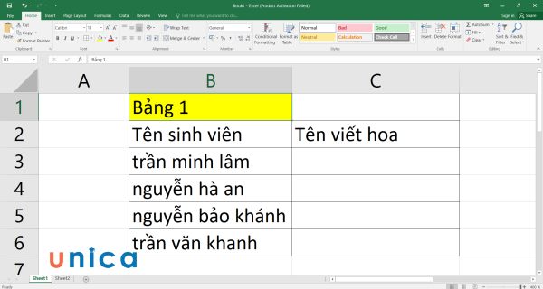 Cho một danh sách tên khách hàng