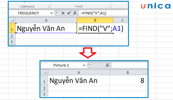 Cách sử dụng hàm FIND trong excel 