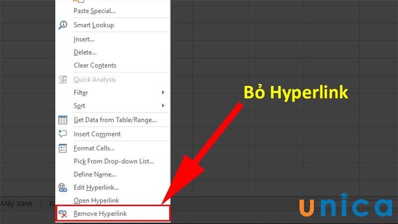 Cách bỏ Hyperlink trong Excel