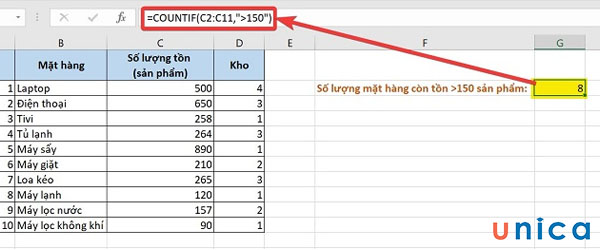 Sử dụng hàm COUNTIFS trong Excel để đếm có điều kiện