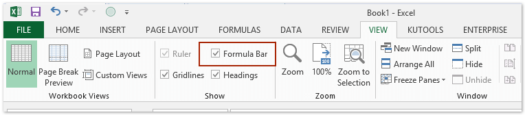 The Show Formulas option on the Excel ribbon