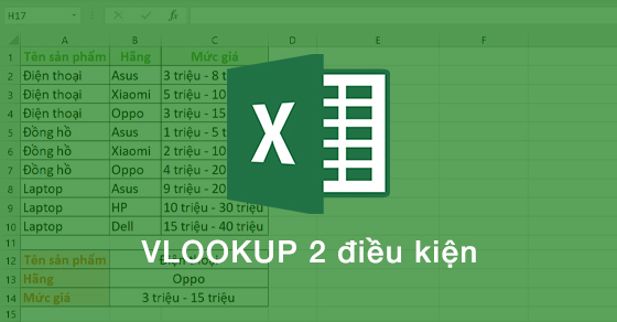 Cách sử dụng hàm Vlookup 2 điều kiện trong Excel cực đơn giản