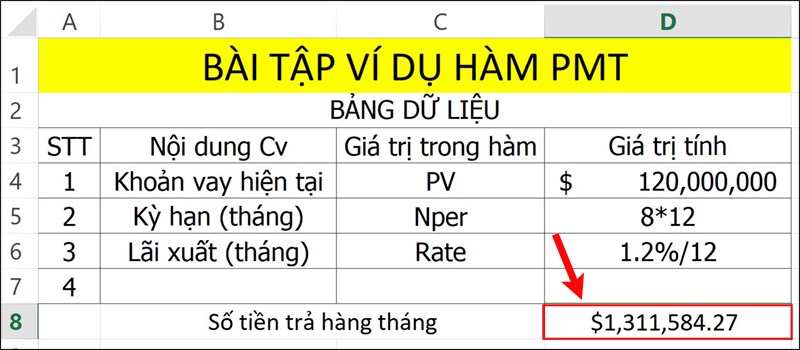 Nhấn Enter để hiển thị kết quả.