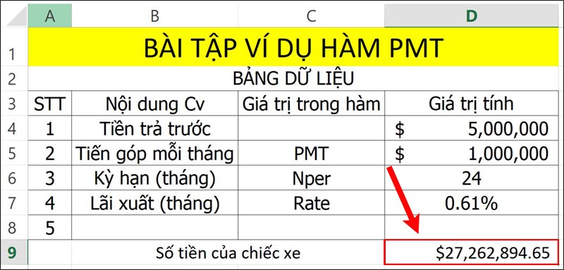 Nhấn Enter để hiển thị kết quả.