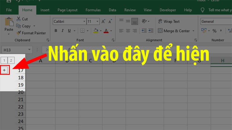 Để hiện dữ liệu bạn chỉ cần nhấn dấu cộng 