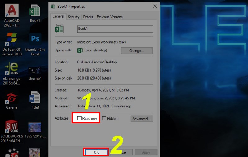 Cách tắt thuộc tính Read-Only của file.