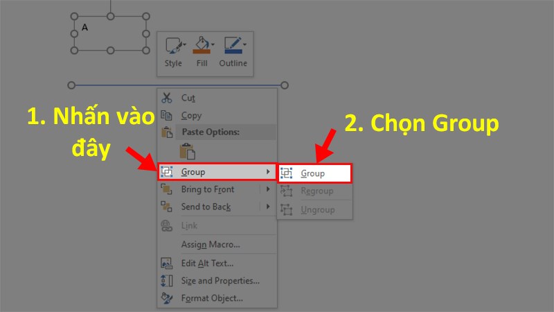 Nhấp chuột phải > Chọn mục Group > Chọn Group