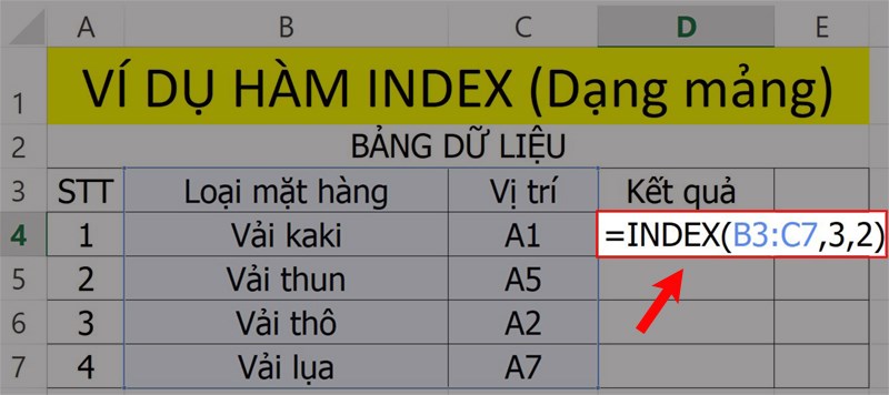 Hàm INDEX dạng mảng.