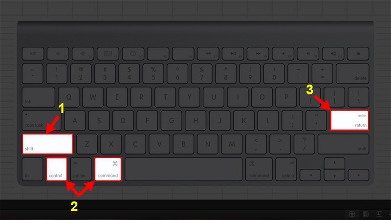Nhấn tổ hợp phím Shift + Control + Command + Enter