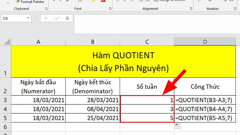 Nhấn Enter để hiển thị kết quả