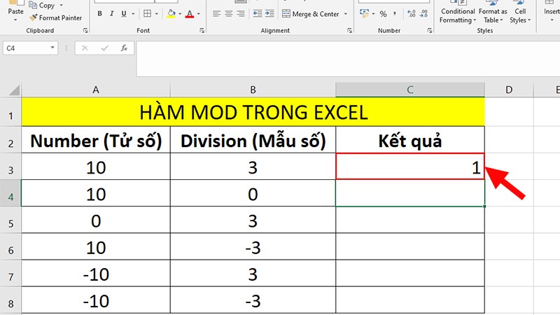 Nhấn Enter và kiểm tra kết quả