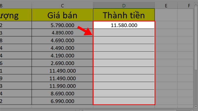 Tô chọn toàn bộ dữ liệu