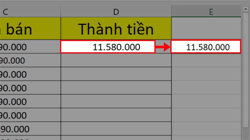 Đi đến vị trí muốn dán công thức > Nhấn tổ hợp phím Ctrl + V để hiển thị kết quả đã copy nhưng vẫn giữ nguyên được tham chiếu