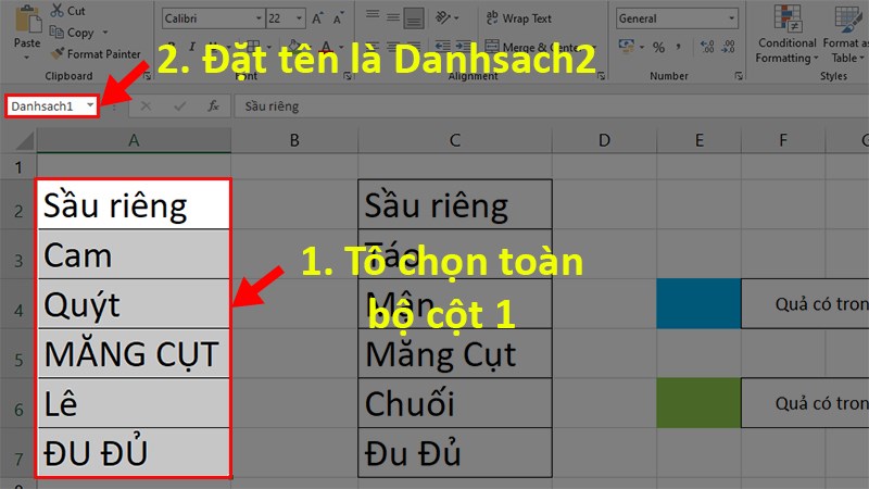 Đặt tên cho cột dữ liệu 1