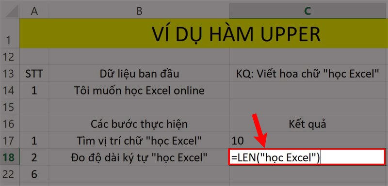 Dùng hàm LEN để đo độ dài ký tự.