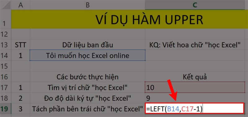 Dùng hàm LEFT để tách ký tự bên trái.