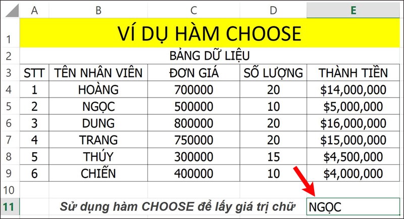 Nhấn Enter để hiển thị kết quả.