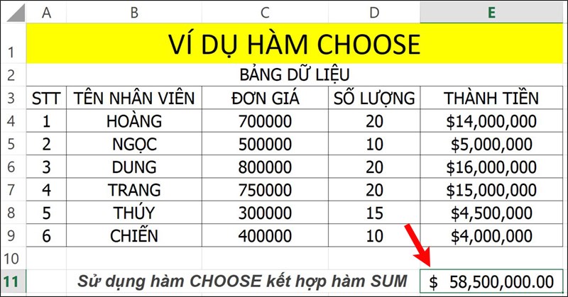 Nhấn Enter để hiển thị kết quả.