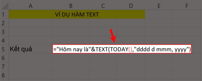 Ví dụ minh họa hàm TEXT.