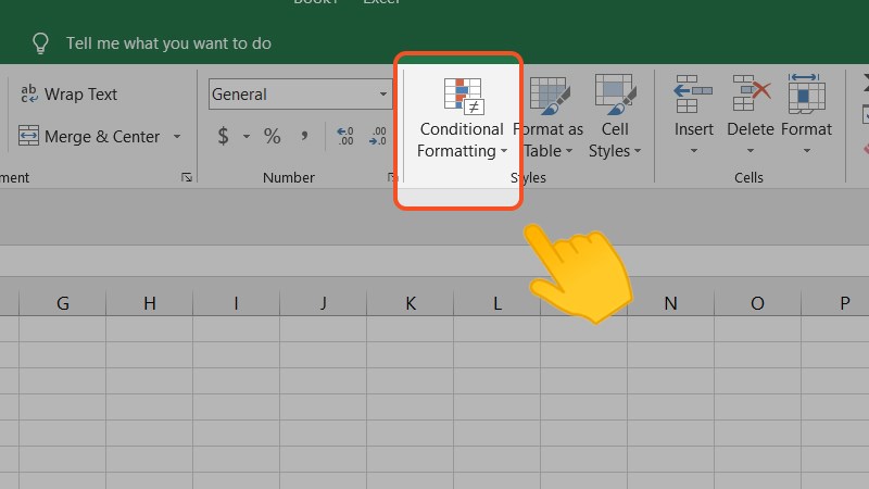 Chọn Conditional Formatting để bắt đầu định dạng có điều kiện