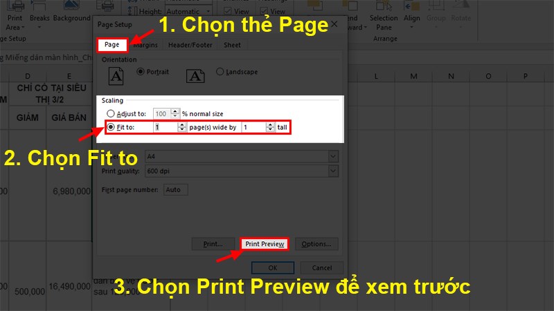 Vào Print Preview để xem trước