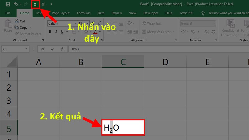 Tô chọn chữ số hoặc ký tự cần viết chỉ số dưới