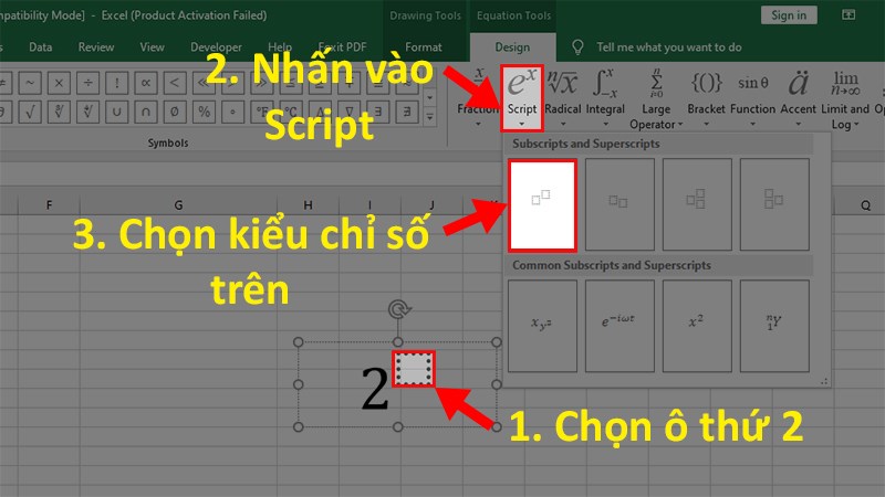 Nhấp chuột trái đến ô thứ 2 > Chọn Script 