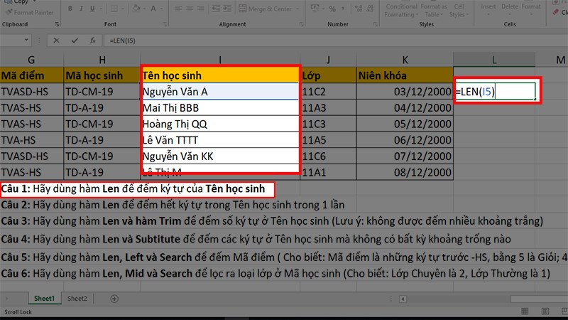 Chọn 1 ô trên bảng tính và nhập công thức =Left(Text)