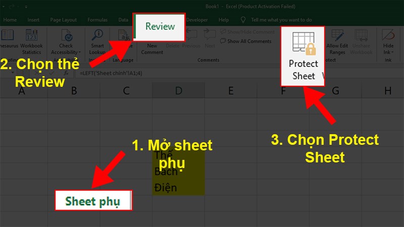 Chọn Protecte Sheet