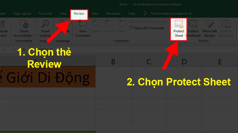 Chọn Protect Sheet