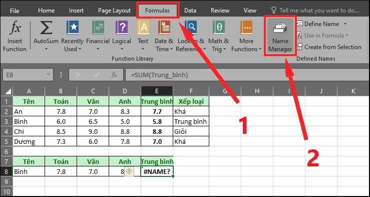 Formulas > Name Manager