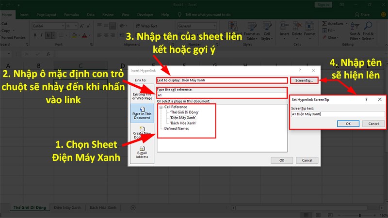 Tạo Hyperlink với sheet có sẵn trên 1 file Excel