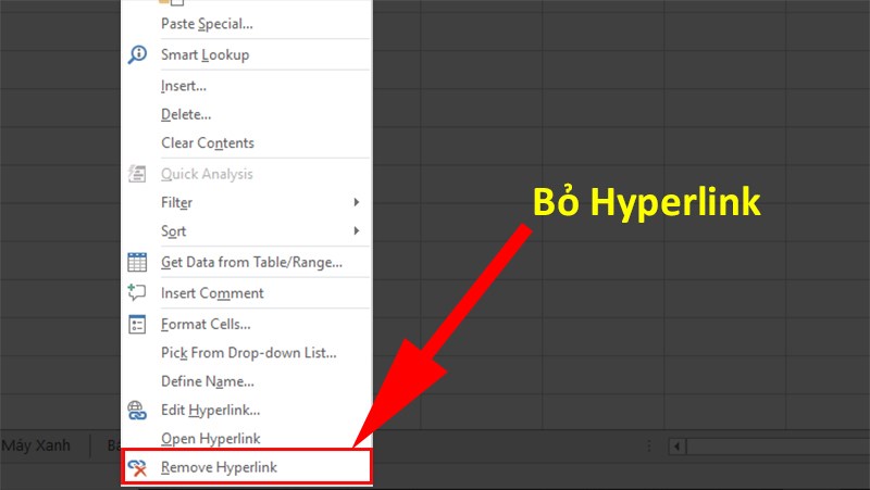 Chọn Remove Hyperlink