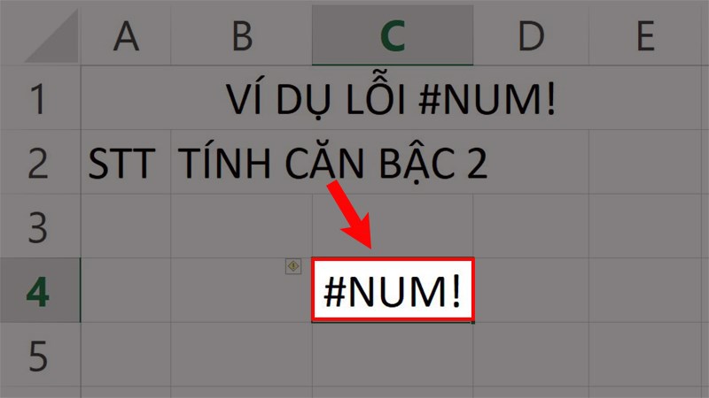 Xuất hiện lỗi #NUM! như hình.