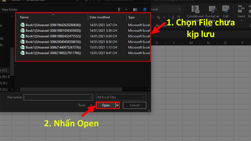 Nhấn Open