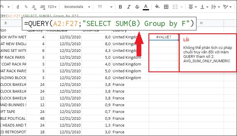 Lỗi #VALUE do giá trị truy xuất không đúng kiểu dữ liệu