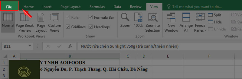 Chọn mục File