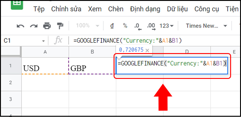 Vi dụ chuyển đổi tiền tệ từ USD sang GBP